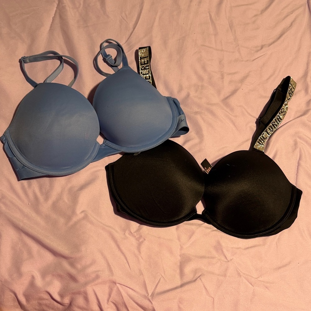 PINK Victoria's Secret Smooth Molded Bra Duo - Blue and Black